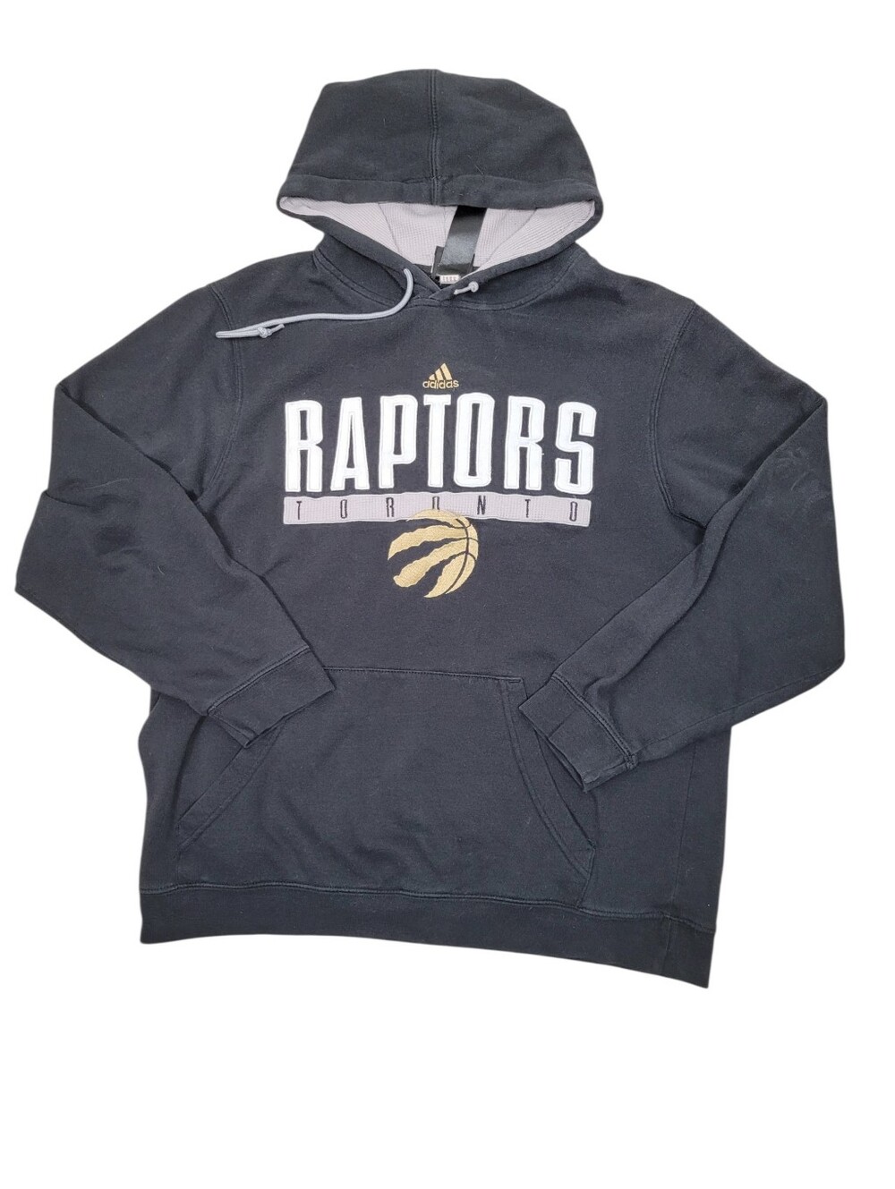 Adidas NBA Toronto Raptors Black & Gold Hoodie Sweatshirt Top Size: Large